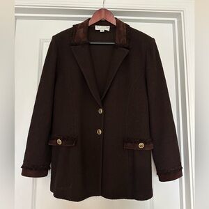 Brown knit and suede St. John’s Blazer
